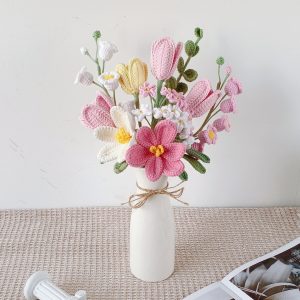 Crochet flowers bouquet, Everlasting Tulips, Pink, Purple, Blue, Graduation, gift for mother, gift for her, Valentine's Day, birthday gifts